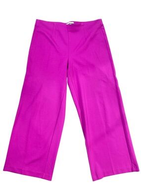 Jules & Leopold Fuchsia Pull-On Cropped Wide Leg Pants XL | Stretch Career Chic